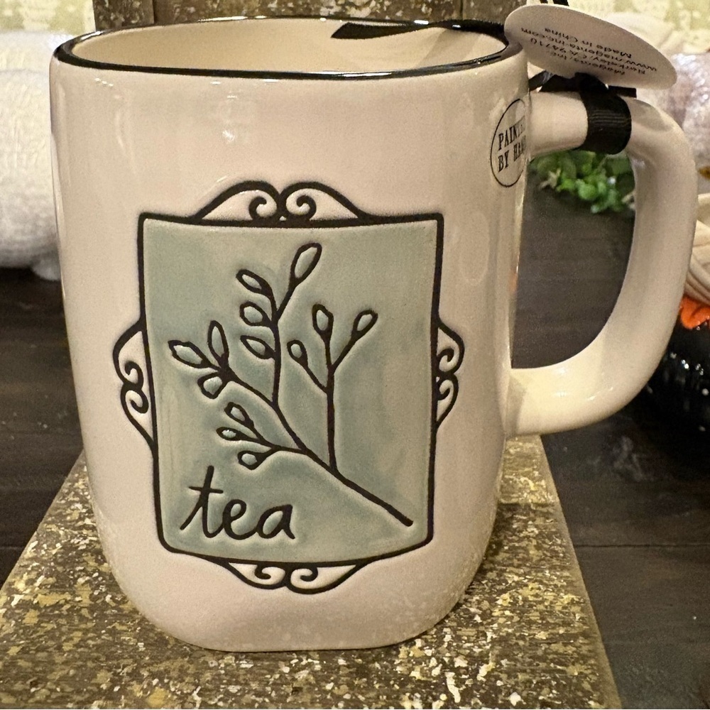 Rae Dunn Cream and Green Tea Mug